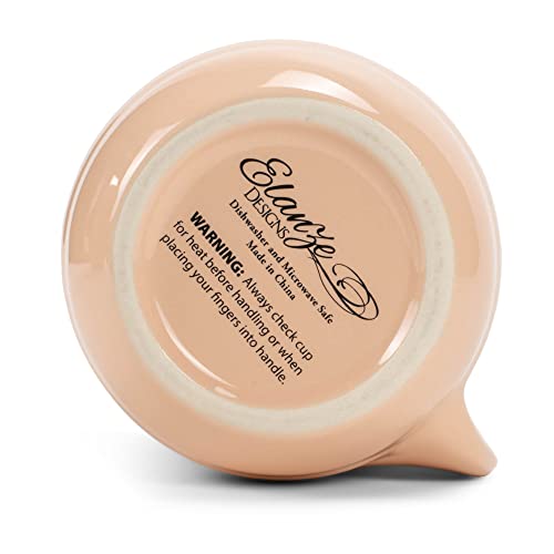 Ribbed 14 ounce Ceramic Stoneware Handwarmer Mug (14 Ounces / Blush Pink)