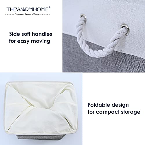 Small Storage Baskets for Organizing (White&Grey / 6PCS/Small -11.8Lx7.9Wx5.2H)