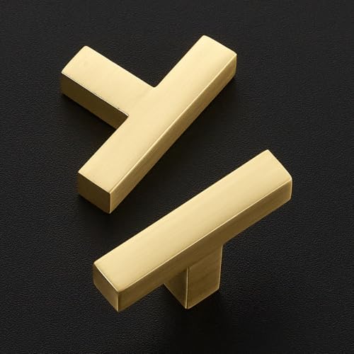 Brushed Gold Cabinet Handles Solid Drawer Pulls Single Hole 30 Pack (Brushed Gold / Single Hole)