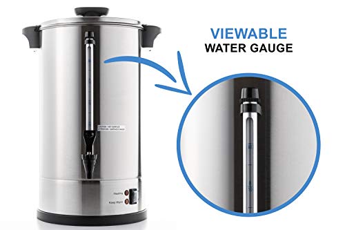 SR-CP-50B Commercial Grade Stainless Steel Percolate Coffee Maker Hot Water Urn for Catering, 50-Cup 8 L, Metallic (8L Metallic)