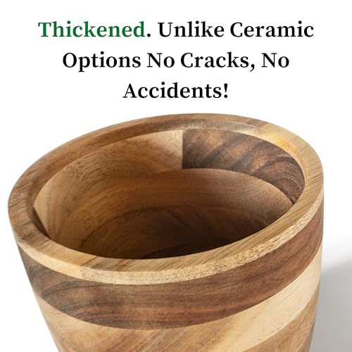 The Garlic Shack Acacia Garlic Keeper For Counter With Lid. Large 5.6 Inch
