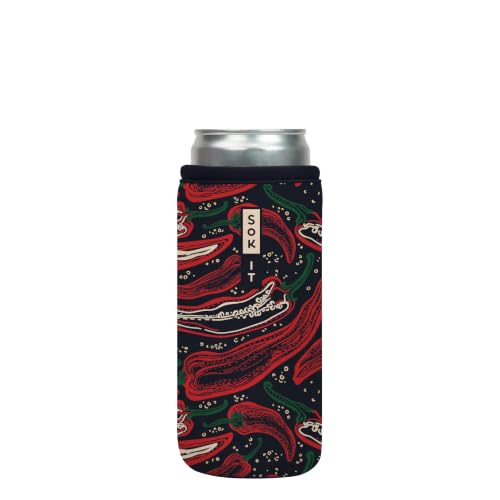 CanSok Sleeve for Beer & Soda Insulated Neoprene Cover (Hot Stuff / 12oz Slim Can Sleeve)