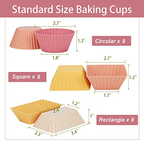 24Pack Silicone Muffin Baking Cups Cupcake Liners Lunch Box Bento Dividers (Orange Series / Regular Size)