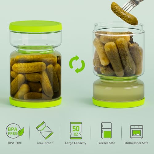 Glass Pickle Container with Strainer (Green Yellow)