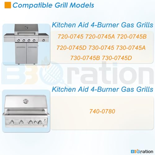 18 7 8" Grill Grates Replacement Parts for Kitchen Aid 720 (18 7/8" x 9 7/8"（720-0745）)
