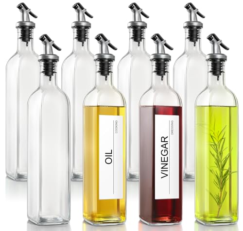 Olive Oil Dispenser Bottle for Kitchen (Clear / 17 Ounces-8 Pack)
