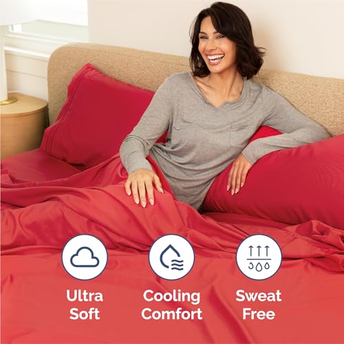 Split King Size 5 Piece Sheet Set (27 - Red / Split King Size)