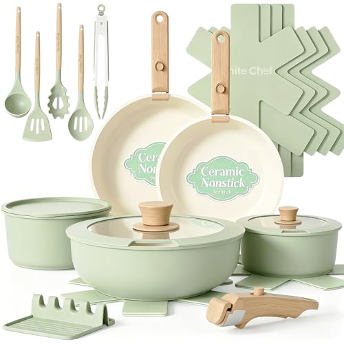 Non Stick Pots and Pans Set (Saga Green)