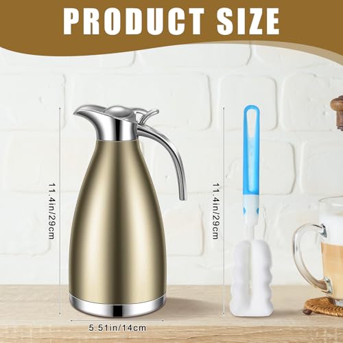 2 Pcs 68oz Thermal Coffee Carafe for Keeping Hot (Champaign Gold)