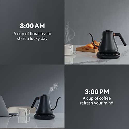 Electric Kettle Gooseneck Pour Over Kettle ±1℉ Temperature Control Quick Heating Water Boiler for Coffee & Tea & Formula Auto Shut Off Tea Kettle 1200 Watt (Matt Black)