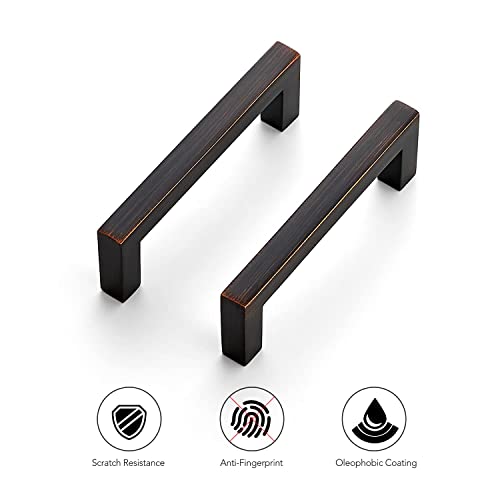 Oil Rubbed Bronze Cabinet Handles Solid Drawer Pulls 3 Inch 10 Pack (Oil Rubbed Bronze / Flat Black 3'' Hole Center)