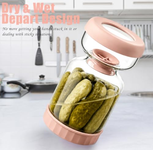 Olive Pickle Jar Container with Strainer Pickling Jar (Pink)