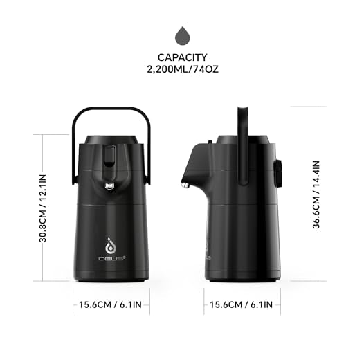 Thermal Coffee Carafe 68oz (Elegant Black / 74.4 Ounces)