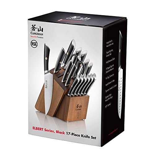 ELBERT Series German Steel Forged Knife Block Sets (17-Piece / Black)