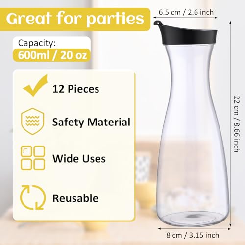 12 Pcs Plastic Carafe with Flip Top Lid (20 oz)