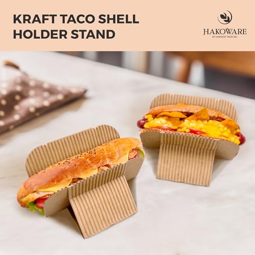 Disposable Kraft Paper Taco Holder Stand Food Tray Plates for Tacos & Pita