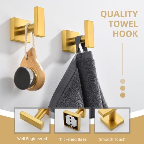 Towel Hooks for Bathroom (Brushed Dark Gold)