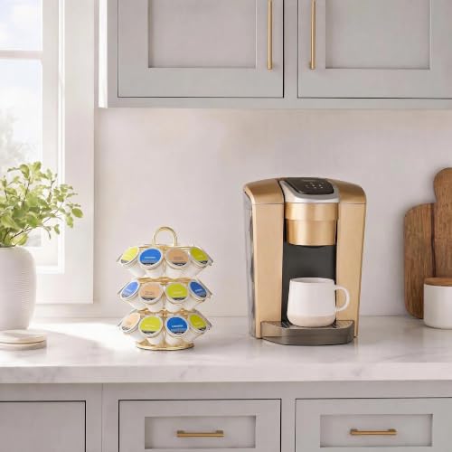 Rotating Coffee Pod Holder for Keurig Pods (27 Pods Capacity-Gold)