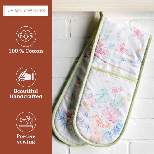 Double Oven Mitts 100% Cotton Double Oven Glove (102 - Paradise Island / 7" x 35" (Double Oven Mitt))