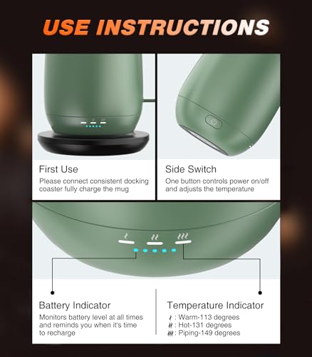 Self Heating Coffee Mug T2 (Sage Green / 16oz)