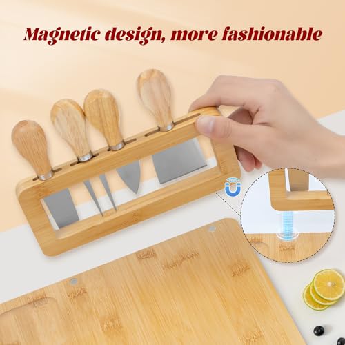 Bamboo Charcuterie Boards Cheese Board Knife Set (13" x 7.9" x 0.6")