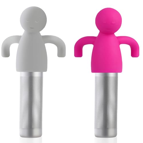 Stainless Steel Tea Infuser for Loose Tea (Grey+Rose Red)