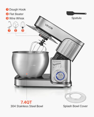 7.4 Qt Tilt Head Stand Mixer 500W Electric Dough Mixer (7.4 QT)