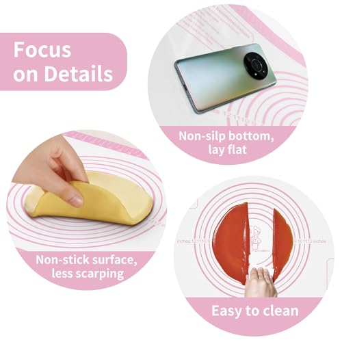 Silicone Pastry Mat for Dough Rolling (Pink / 28"L x 20"W)