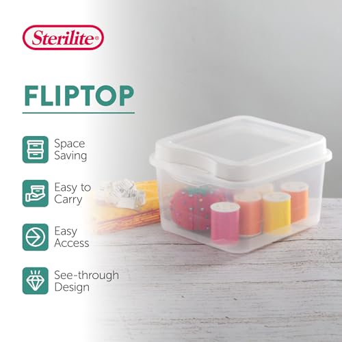 FlipTop Stackable Small Storage Bin with Hinging Lid (1.5 Cubic Feet / 36 Pack)