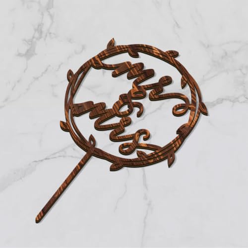 Mr & Mrs Wedding Cake Topper in Wood (Walnut Finish D3)