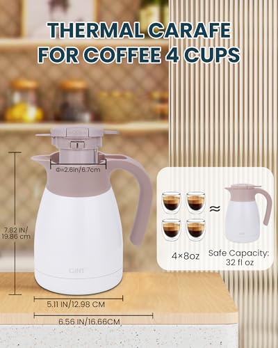 1L 34Oz Thermal Coffee Carafe (White / 34 Ounces)