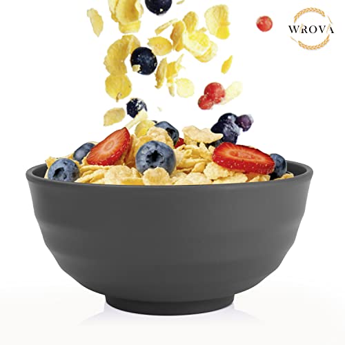 Wheat Straw Bowls Set 60 OZ Unbreakable Large Cereal Bowls Set of 6 Microwave and Dishwasher Safe Bowls Big Bowls for Apartment and Dorm BPA Free Soup Bowl for Serving Oatmeal and Salad (60 oz / Deep Grey)