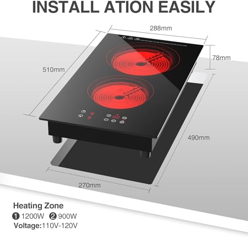 12 Inch 2 Burner Electric Cooktop