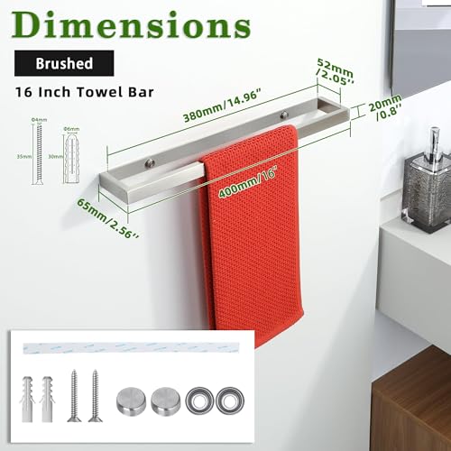 Hand Towel Holder Brushed Towel Bar for Bathroom Wall Mounted 16 Inch (Brushed / 16-Inch)