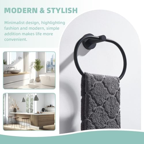 Matte Black Oval Towel Ring (Oval - Matte Black)