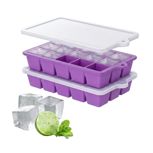 Silicone Ice Cube Tray 2 Pack (Ice Cube Tray 2 Pack / Purple+Purple)