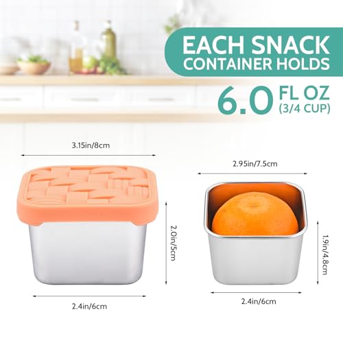 8PC 6oz Stainless Steel Snack Containers with lids (Deep Tones)
