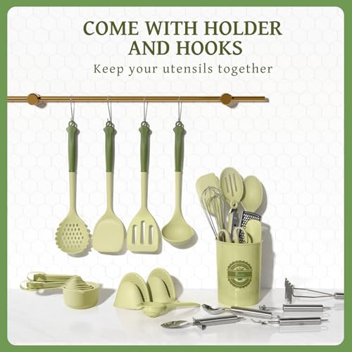 43 PCS Silicone Kitchen Utensils Set (Avocado Green)