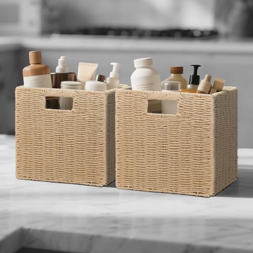 Wicker Storage Baskets for Organizing (Natural 11 inch)