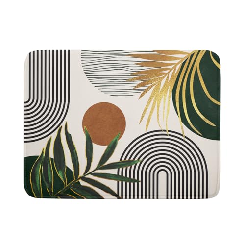 Boho Leaves Dish Drying Mat 18x24 inch Mid Century Absorbent Drainer Rack Mats Fast Dry Bottles Dish Dry Pad Protector Kitchen Accessories (Boho Leaves / 18" x 24")