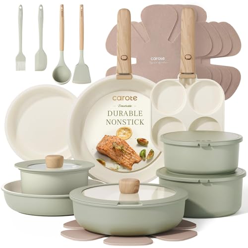 25pcs Pots and Pans Set Non Stick (Green / 25 Piece)
