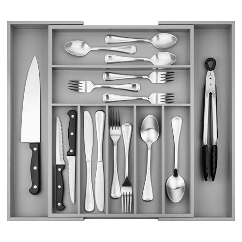 Bamboo Drawer Organizer (Grey / 9 Slot)