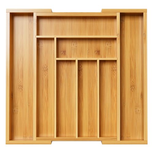 Bamboo Expandable Drawer Organizer for Utensils Holder