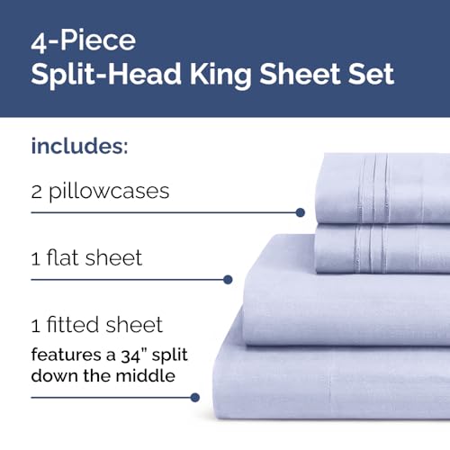 Flex Top Split Head King 4 Piece Sheet Set (35 - Lavender / Split Head/Flex Top)