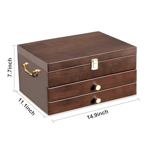 Silverware Storage Box (3 Layer Walnut)