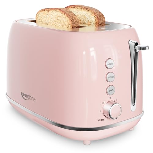 2 Slice Toaster Retro Stainless Steel with Bagel (2 Slice / Pink)
