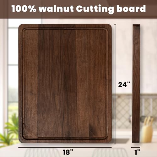 Walnut Wood Cutting Board for Kitchen (24"L x 18"W)