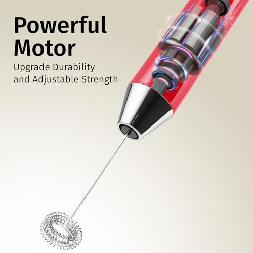 Rechargeable Milk Frother Handheld (Lux Cardinal Red / Rechargeable Z1 Motor Max)