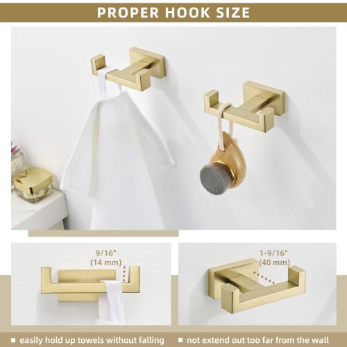 Double Towel Hook Brushed Gold (2 Pack / Brushed Gold)