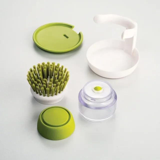 Soap Dispenser Palm Dish Brush with Storage Bracket (Gray&green)